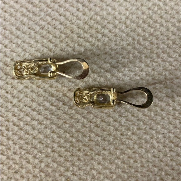 Saks Brand 14K Gold Earrings with CZ Crystals - Picture 5 of 9